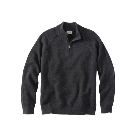 L.L. Bean Wicked Soft Cotton Cashmere Quarter Zip Men's