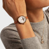 Shinola Birdy Moon Phase | 34mm | Polished PVD Gold Plating | White Matte Velvet Dial | 8mm Bourbon Leather Strap