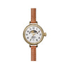 Shinola Birdy Moon Phase | 34mm | Polished PVD Gold Plating | White Matte Velvet Dial | 8mm Bourbon Leather Strap